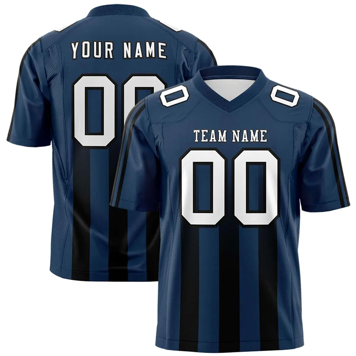 Navy Black Vertical Fine Stripe Gradient Football Jersey