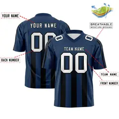 Navy Black Vertical Fine Stripe Gradient Football Jersey 2