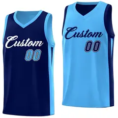 Navy Blue Double Side Athletic Basketball Jersey
