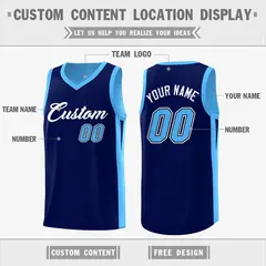 Navy Blue Double Side Athletic Basketball Jersey 2