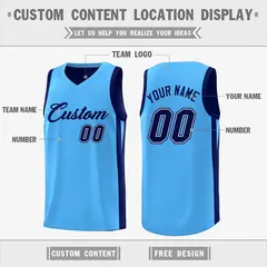 Navy Blue Double Side Athletic Basketball Jersey 3