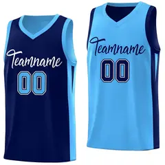 Navy Blue Double Side Tops Basketball Jersey