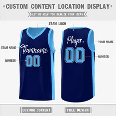Navy Blue Double Side Tops Basketball Jersey 2