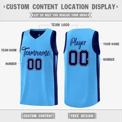 Navy Blue Double Side Tops Basketball Jersey 3