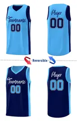 Navy Blue Double Side Tops Basketball Jersey 4