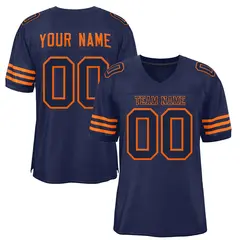 Navy Blue Navy-Orange Classic Mesh Football Jersey 1