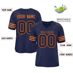 Navy Blue Navy-Orange Classic Mesh Football Jersey 2