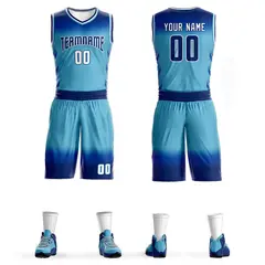 Navy Blue Navy-White Gradient Fashion Basketball Jersey