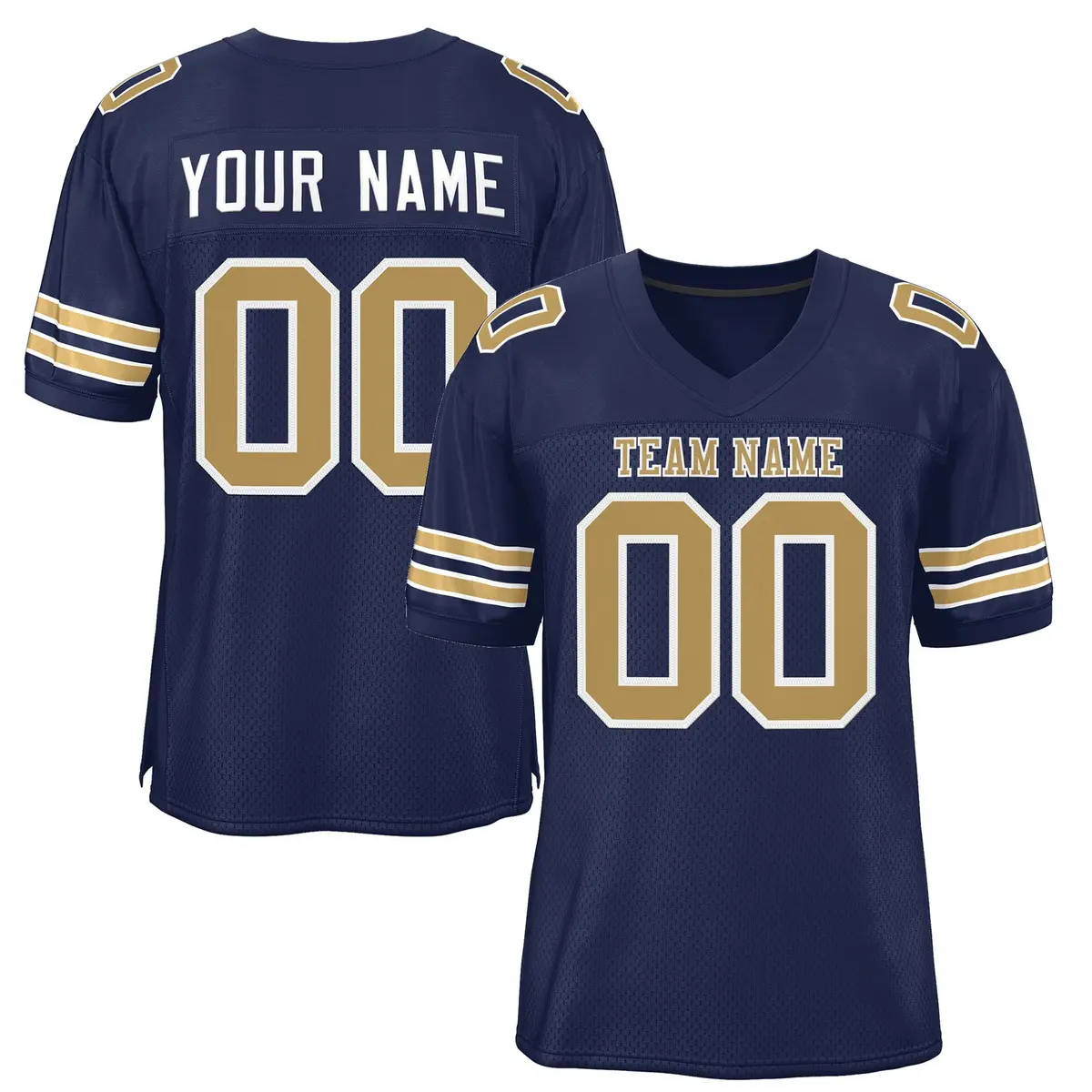 Navy Blue Old Gold-White Classic Mesh Football Jersey
