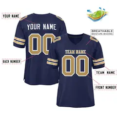 Navy Blue Old Gold-White Classic Mesh Football Jersey 2
