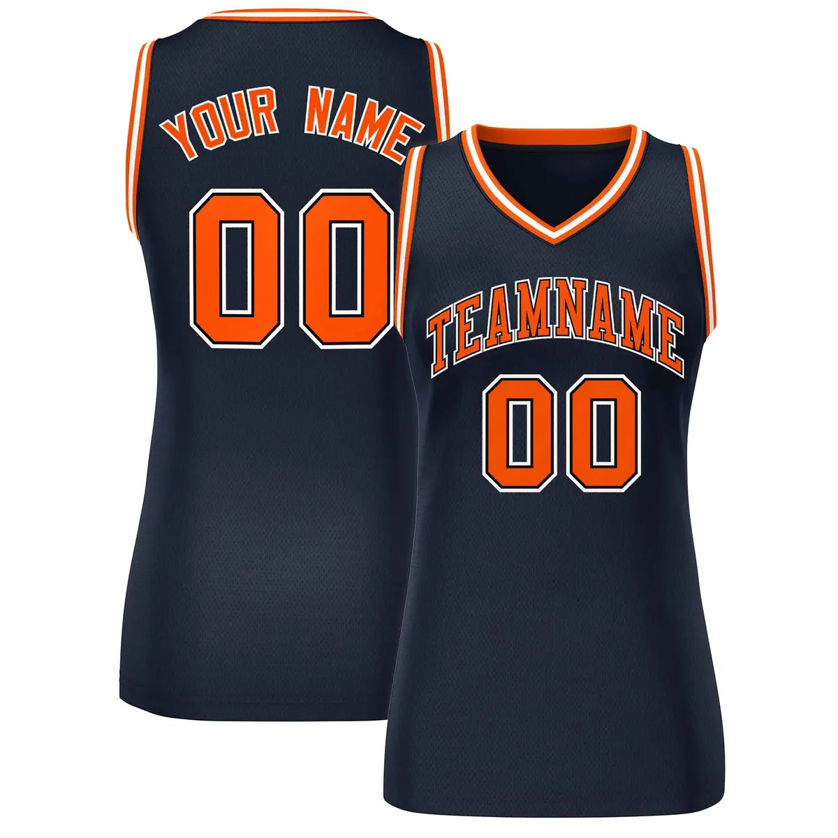 Women's Navy Blue Orange-White Classic Mesh Basketball Jersey
