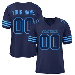 Navy Blue Powder Blue Mesh Football Jersey 1