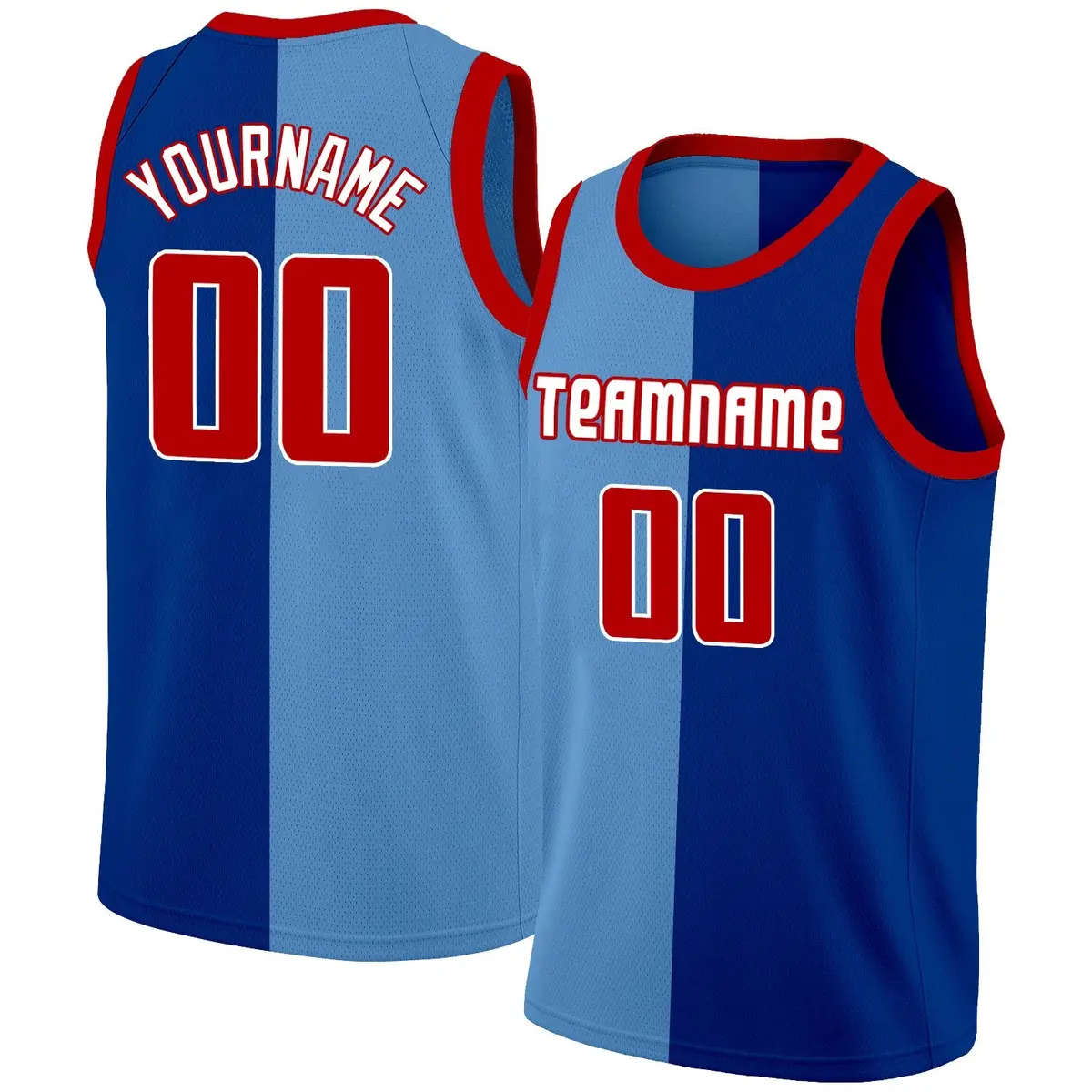 Navy Blue-Red Split Fashion Basketball Jersey