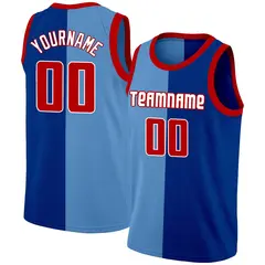 Navy Blue-Red Split Fashion Basketball Jersey 1