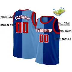 Navy Blue-Red Split Fashion Basketball Jersey 2