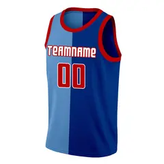 Navy Blue-Red Split Fashion Basketball Jersey 3