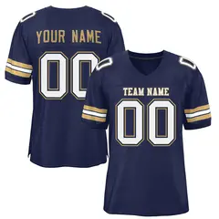 Navy Blue White-Old Gold Mesh Football Jersey