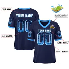 Navy Blue White-Powder Blue Drift Mesh Football Jersey 2