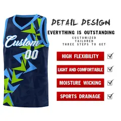 Navy Boomerang Pattern Basketball Jersey 2