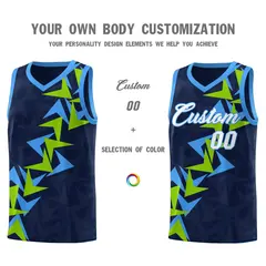 Navy Boomerang Pattern Basketball Jersey 3