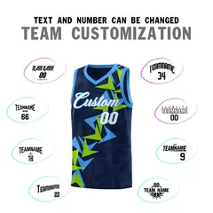 Navy Boomerang Pattern Basketball Jersey 4