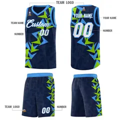 Navy Boomerang Pattern Basketball Jersey 5
