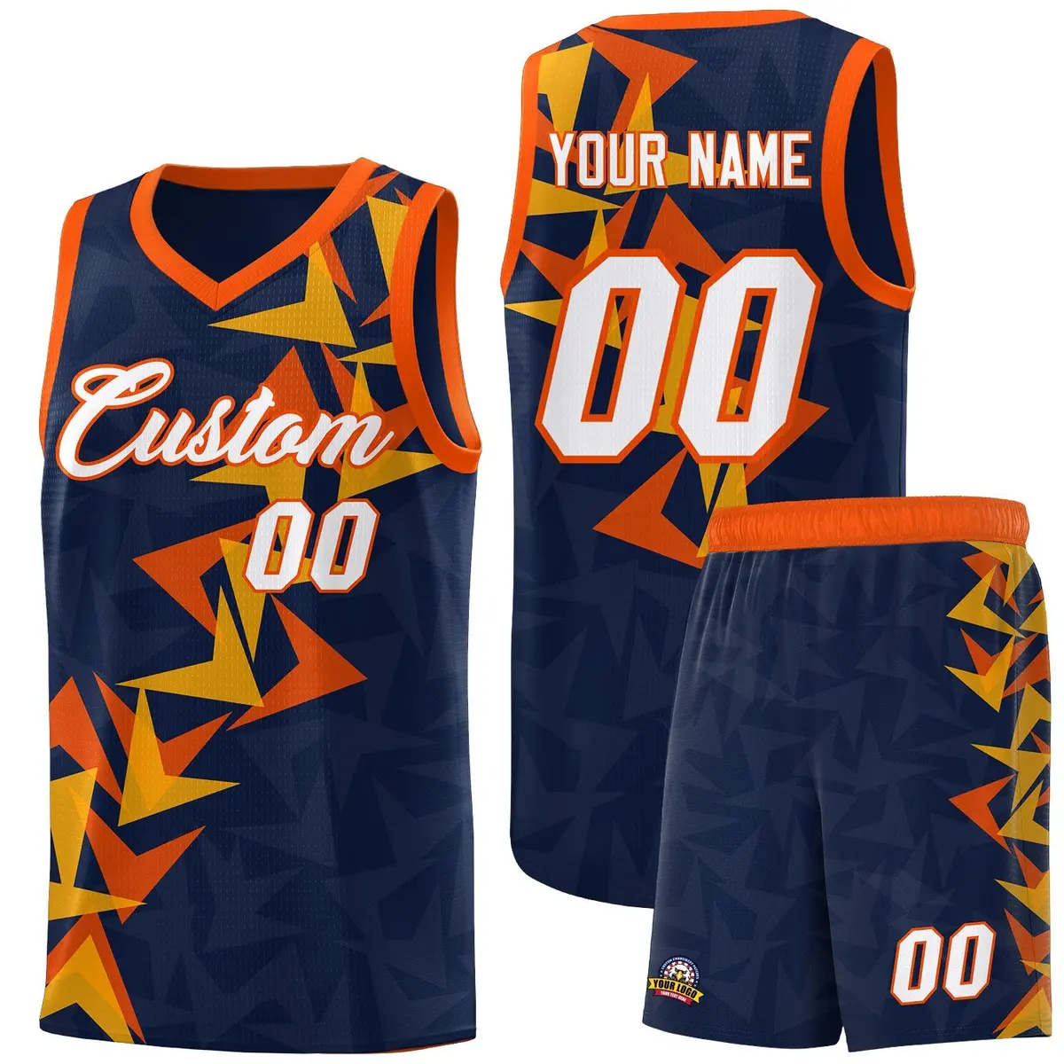 Navy Boomerang Pattern Basketball Jersey