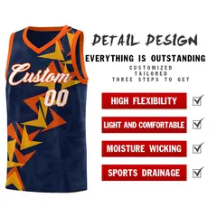 Navy Boomerang Pattern Basketball Jersey 2