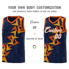 Navy Boomerang Pattern Basketball Jersey 3