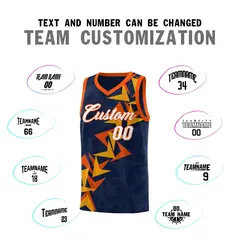 Navy Boomerang Pattern Basketball Jersey 4