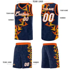 Navy Boomerang Pattern Basketball Jersey 5