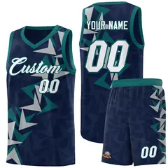 Navy Boomerang Pattern Basketball Jersey 1