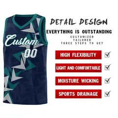 Navy Boomerang Pattern Basketball Jersey 2
