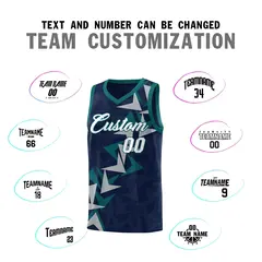 Navy Boomerang Pattern Basketball Jersey 4