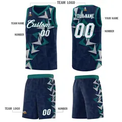 Navy Boomerang Pattern Basketball Jersey 5