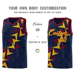 Navy Boomerang Pattern Basketball Jersey 3