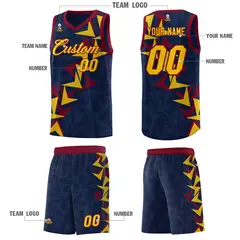 Navy Boomerang Pattern Basketball Jersey 5