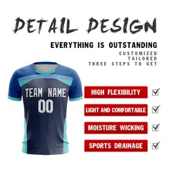 Navy Breathable Athletic Soccer Jersey 2