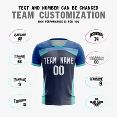 Navy Breathable Athletic Soccer Jersey 3