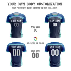 Navy Breathable Athletic Soccer Jersey 5