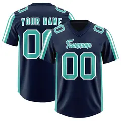 Navy Bright Green and White Side Stripe Football Jersey