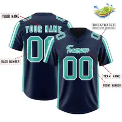 Navy Bright Green and White Side Stripe Football Jersey 2