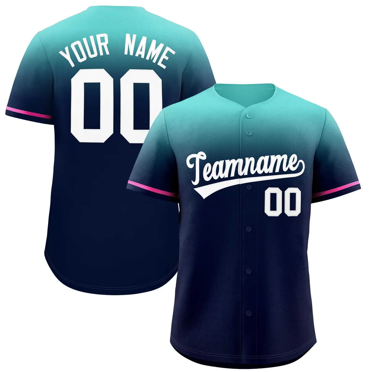 Navy Bright Green Gradient Fashion Authentic Baseball Jersey