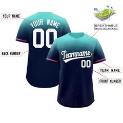 Navy Bright Green Gradient Fashion Authentic Baseball Jersey 2