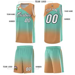 Navy Buckskin Brown Gradient Basketball Jersey 5