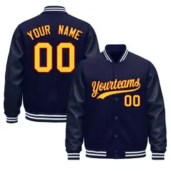 Navy Burgundy Varsity Jacket Leather Sleeves Wrinkle-Resistant 1