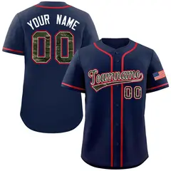 Navy Camo Font Authentic Baseball Jersey