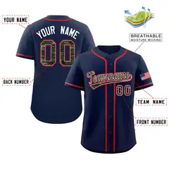 Navy Camo Font Authentic Baseball Jersey 2