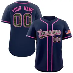 Navy Camo Font Authentic Baseball Jersey