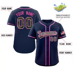 Navy Camo Font Authentic Baseball Jersey 2